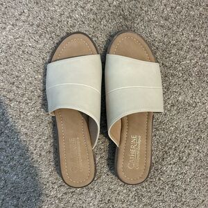 Women's Beige Slide Sandals